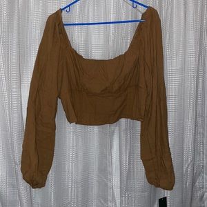 Target burnt orange puffy long sleeve blouse